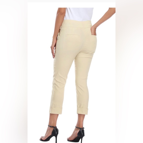 New HDE Capri Pull On Slimming Pants Khaki Women’s - Picture 3 of 9
